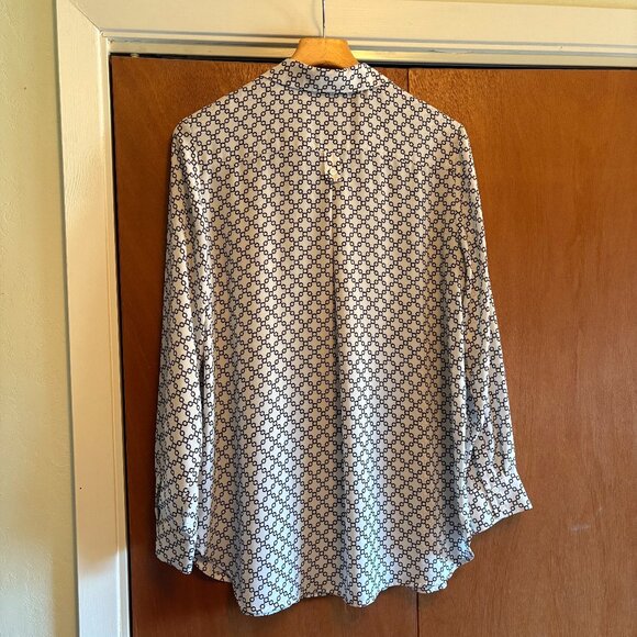 Pleione – L/S 3/4 Button Down Pullover Blouse – XL – White/Black - Picture 2 of 5